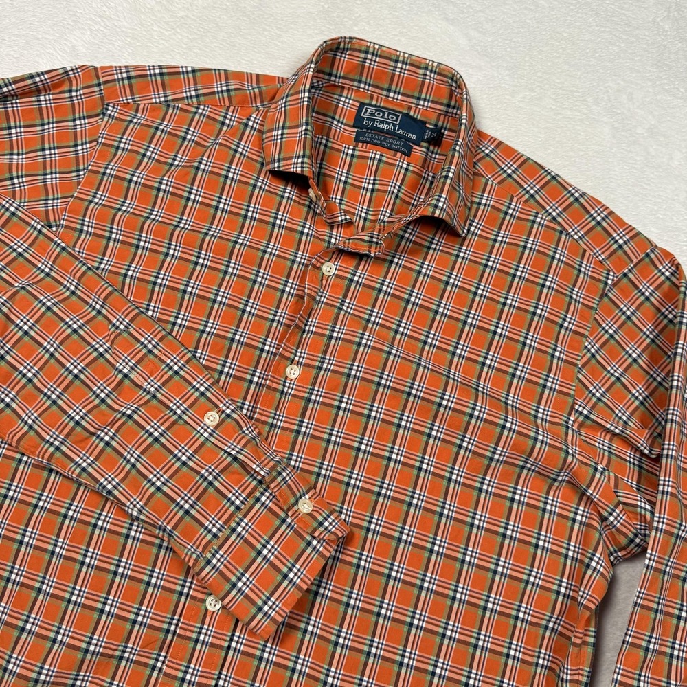 Polo Ralph Lauren‎ Shirt Mens Medium Plaid Estate Sport Long Sleeve Button Down